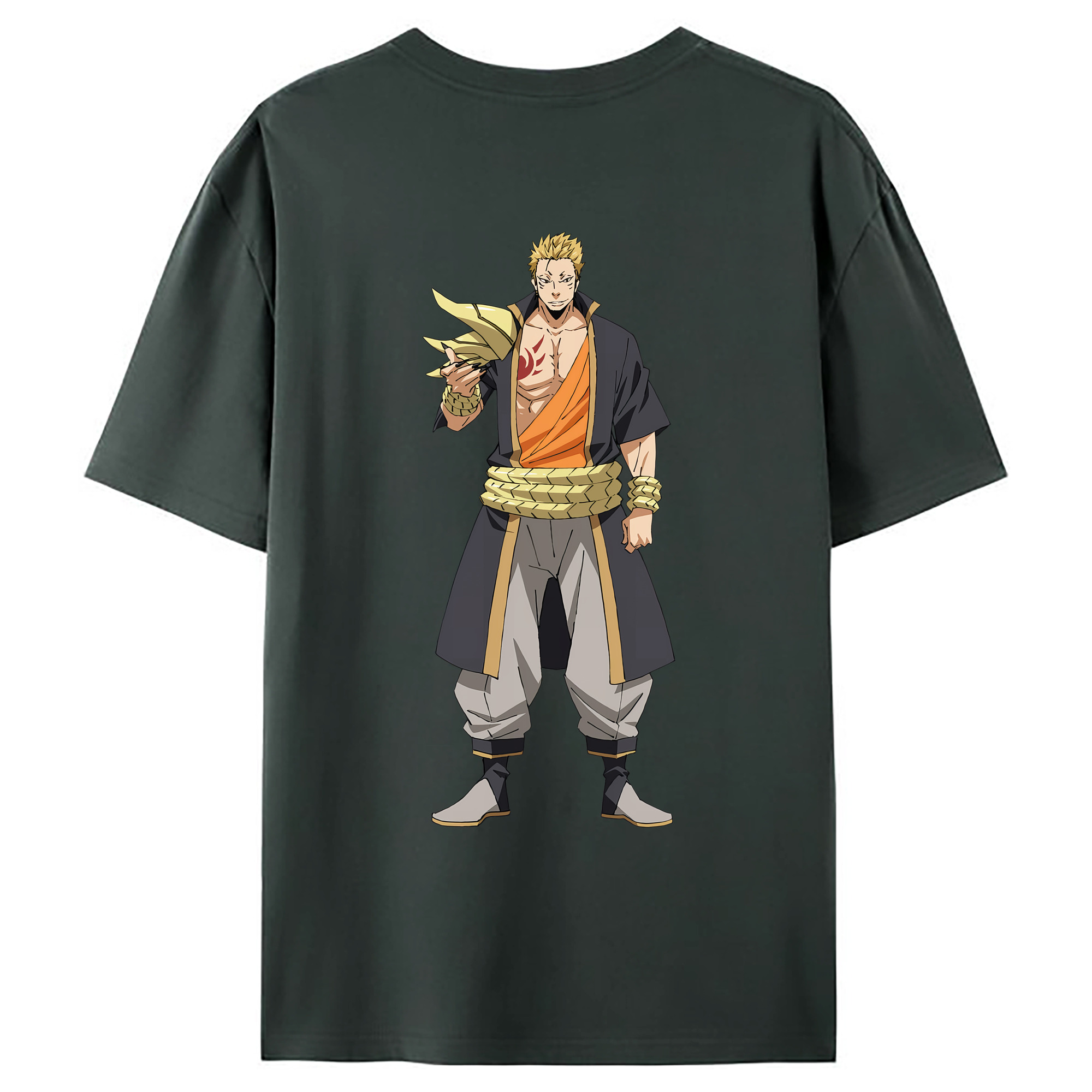 （画像用） 転スラ Regarding Reincarnated to Slime 綿100％ メンズ半袖Tシャツ（バックプリント） 通気性